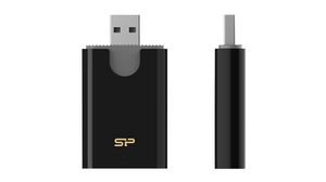 Memory Card Reader, External, Number of Slots 2, USB-A 3.0, Black