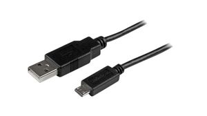 Cable, Wtyk USB A - Wtyk USB Micro-B, 2m, USB 2.0, Czarny