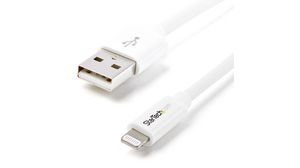 Kabel, USB A-Stecker - Apple Lightning, 2m, USB 2.0, Weiss