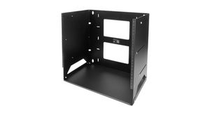 2-Post Open Frame Rack with Built-in Shelf, 8U, Steel, 34kg, Black