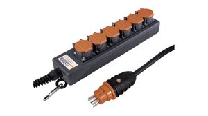 Outlet Strip PROFESSIONAL 6x CH Type J (T15) Socket - CH Type J (T15) Plug Black / Orange 5m