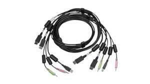 KVM-kabel, USB / DisplayPort / Lyd, 1.8m