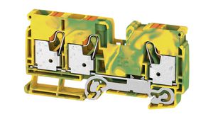 Terminal Block, Push-In, 3 Poles, 10mm², Green / Yellow