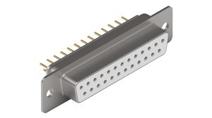 D-Sub Connector, Socket, DB-25, PCB Pins, White