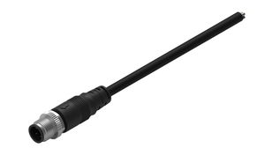 Cable Assembly, Zinc Alloy, M12 Plug - Bare End, 4 Conductors, 2m, IP67, Straight, Black
