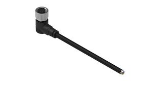 Cable Assembly, Zinc Alloy, M12 Socket - Bare End, 8 Conductors, 2m, IP67, Angled, Black