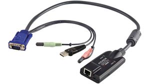 Adaptateur KVM USB/VGA/Audio vers câble cat. 5e/6, 90mm