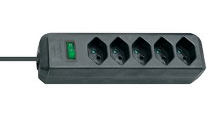Outlet Strip Eco-Line 5x CH Type J (T13) Socket - CH Type J (T12) Plug Black 1.5m