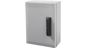 Cabinet, PC-Grey cover, swinghandle, hinges on the long side, 400x300x210mm