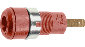 Safety Socket, ø2mm, Red, 10A, 600V, Gold-Plated