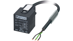 Sensor Cable, Valve Plug - Bare End, 3 Conductors, 3m, IP65 / IP67, Black / Grey