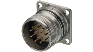 Circular Connector, M23, Plug, Straight, Poles - 12, Solder, Panel Mount