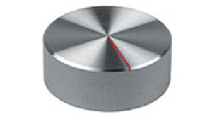 Rotary knob with line 20mm Aluminium Aluminium Red Indication Line