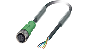 Kabelsatz, M12-Buchse - Offene Enden, 5 Leiter, 1.5m, IP65 / IP67 / IP68, Schwarz / Grau