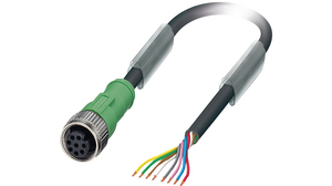Kabelsatz, M12-Buchse - Offene Enden, 8 Leiter, 1.5m, IP65 / IP67 / IP68, Schwarz / Grau
