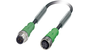 Cordset, M12 Plug - M12 Socket, 4 Conductors, 5m, IP65 / IP67 / IP68, Black / Grey