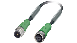 Sensorkabels, M12-stekker - M12-aansluiting, 5 Geleiders, 3m, IP65 / IP67 / IP68, Zwart / Grijs