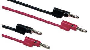 Patch kábel készlet, Banándugó, 4 mm, egymásra helyezhető / Banándugó, 4 mm, egymásra helyezhető, 610mm, Fekete, piros