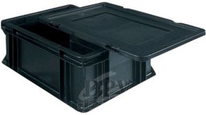 ESD Shielding / Conductive Hinged Lid for Container, 400 x 300mm, Polypropylene