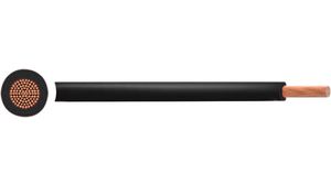 Flexible Litze PVC, 0.5mm², Kupfer, blank, Schwarz, H05V2-K, 100m