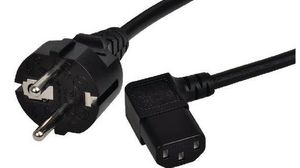 AC Power Cable, DE/FR Type F/E (CEE 7/7) Plug - IEC 60320 C13, 2.5m, Black