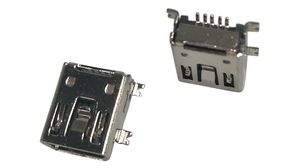 Mini USB-B 2.0 Connector, Socket, Mini USB-B 2.0, Right Angle, Positions - 5