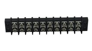 Terminal Strip for Chassis Mounting, Black, 20A, 300V, Poles - 10