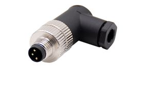 Circular Connector, M8, Plug, Right Angle, Poles - 3, Screw, Cable Mount