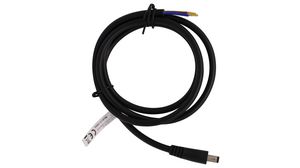 Stejnosměrný propojovací kabel, 2.5x5.5x9.5mm Zástrčka - Neizolované konce, Rovný, 2m, Černá