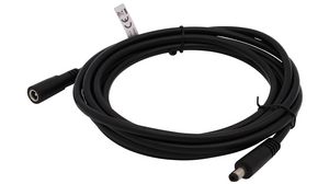 Stejnosměrný propojovací kabel, 2.5x5.5x9.5mm Zástrčka - 2.5x5.5x9.5mm Zásuvka, Rovný, 10m, Černá