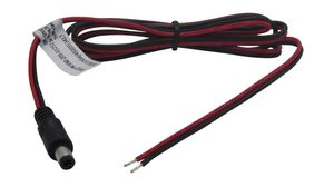 Kabel przyłączeniowy prądu stałego, 2.5x5.5x9.5mm Wtyk - Nieosłonięte końcówki, Prosty, 1m, Czarny / czerwony