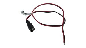 DC Connection Cable, 2.1x5.5x9.5mm Socket - Bare End, Straight, 500mm, Black / Red