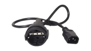 Kabel zasilający AC, IEC 60320 C14 - Gniazdo CEE, 600mm, Czarny