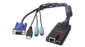 Câble KVM, Fiche PS/2 / VGA mâle / USB A mâle - RJ45 femelle, 125mm