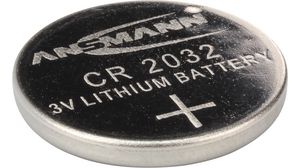 Button Cell Battery, Lithium, CR2032, 3V, 230mAh