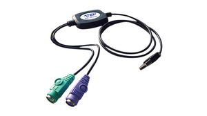Câble, Fiche USB A - 2x prises femelles PS/2, 900mm, USB 1.1, Noir
