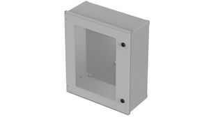 Plastic Enclosure with Viewing Window, Polysafe, 500x600x230mm, Light Grey, Glass Fibre Polyester