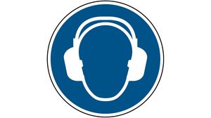 Panneau de sécurité ISO - Protection auditive obligatoire, Rond, Blanc sur bleu, Polyester, Mandatory Action, 1pièces