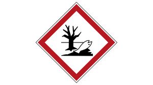 GHS Symbol - Hazardous to Aquatic Environment, Diamond, Black / Red on White, Polyester, Warning, 250pcs