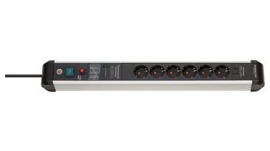 Stopcontact 6x DE-socket type F (CEE 7/3) / USB-A-aansluiting / USB-C-aansluiting - E-stekker FR-type (CEE 7/6) Zwart 3m