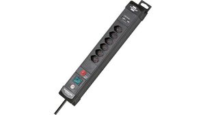 Tarvike Premium-Line 6x Tyyppi J (T13) / USB-A Socket - Tyyppi J (T12) Musta 3m