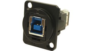 Feed-Through Adapter, Metal Frame, USB 3.0 B Socket - USB 3.0 A Socket