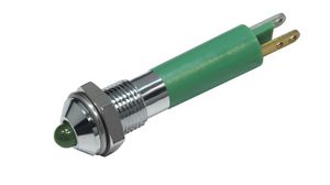 Lysdiodsindikator, Grön, 6mcd, 24V, 6mm, IP67