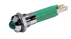 LED Indicator, Green, 1.3cd, 24V, 8mm, IP67