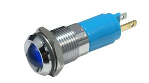 LED kontrolka, Modrá, 500mcd, 24V, 14mm, IP67