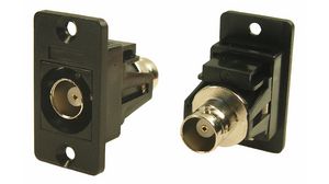 RF Panel Feed-Through 50Ohm, Black Plastic, CSK, BNC Socket - BNC Socket