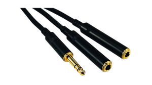 Audio Cable, Stereo, 6.35 mm Jack Plug - 2x 6.35 mm Jack Plug, 300mm