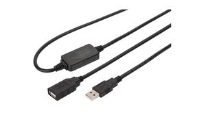 Extension Cable USB-A Plug - USB-A Socket 10m Black