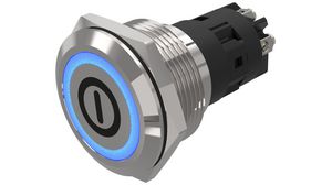 Podświetlany przełącznik przyciskowy Utrzymywanie 1CO LED Niebieski Symbol wł./wył Zacisk śrubowy