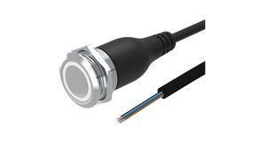 Illuminated Pushbutton Switch Latching Function 1CO 35 V LED White Ring Open End